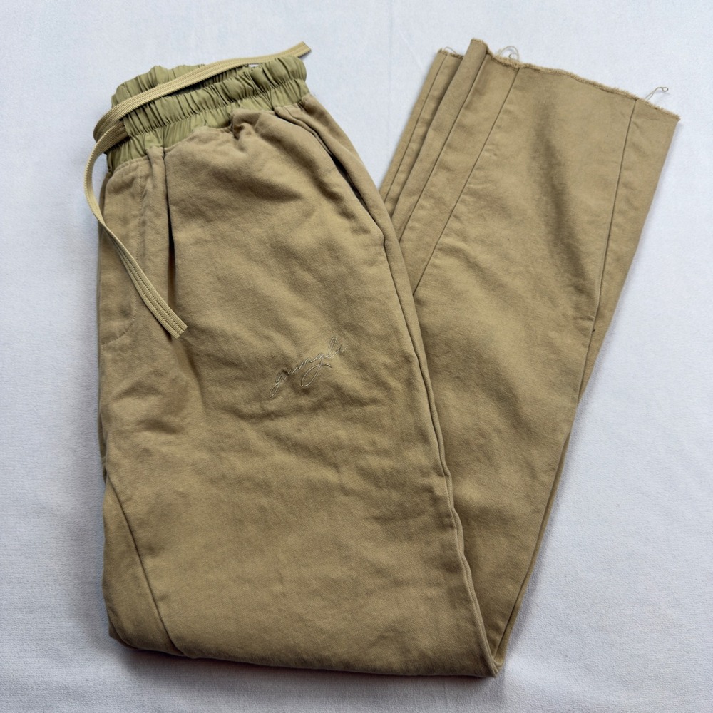 YOUNGLA Men's‎ Large Khaki Cotton Drawstring Cargo Pants Model 601 Extendo